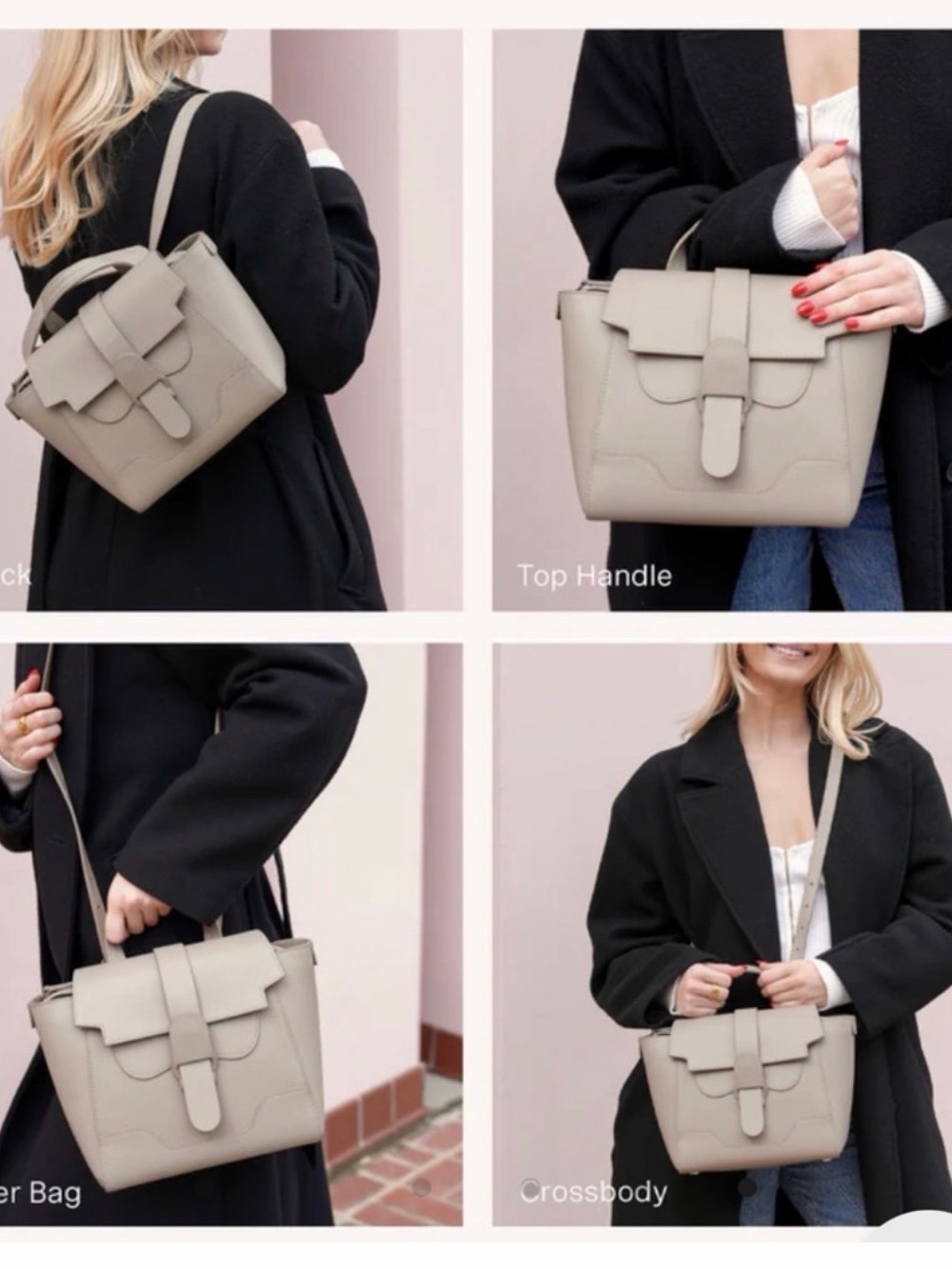 Senreve Maestra in Black - a Structured Top-Handle Crossbody or Backpack